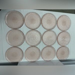 Vintage Pink Depression Tree Embossed Dessert Plate (12)